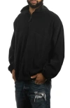 Burnside Polar Fleece Quarter Zip Sweatshirt In Black