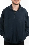 Burnside Polar Fleece Quarter Zip Sweatshirt In Blue