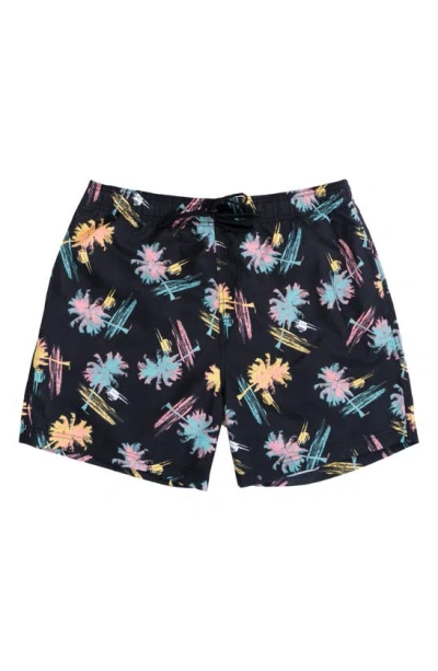 Burnside Print Swim Trunks In Black