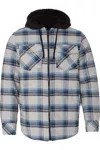 Burnside Quilted Flannel Hooded Jacket In Blue