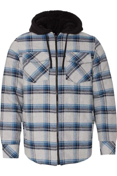Burnside Quilted Flannel Hooded Jacket In Blue