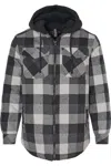 Burnside Quilted Flannel Hooded Jacket In Gray