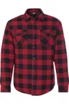 Burnside Plaid Flannel Shirt In Crimson Navy