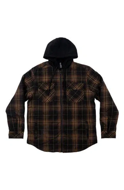 Burnside Redwood Flannel Hooded Jacket In Multi
