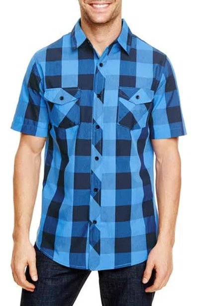 Burnside Short Sleeve Plaid Shirt In Blue