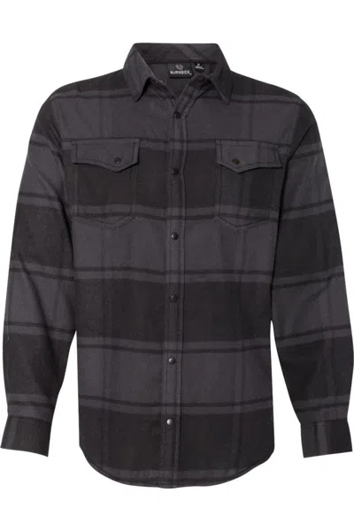 Burnside Snap Front Long Sleeve Plaid Flannel Shirt In Black