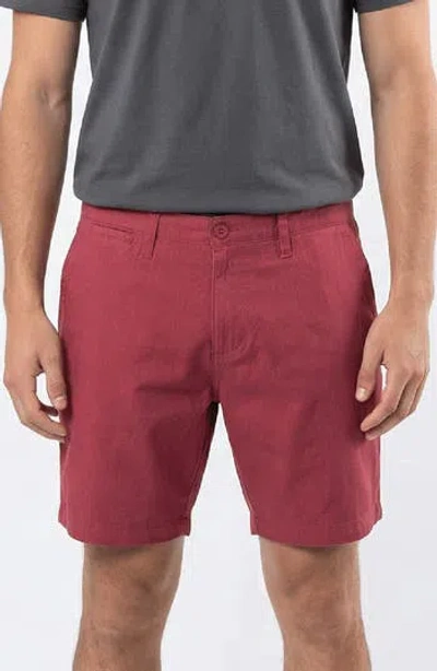 Burnside Stretch Twill Shorts In Burgundy