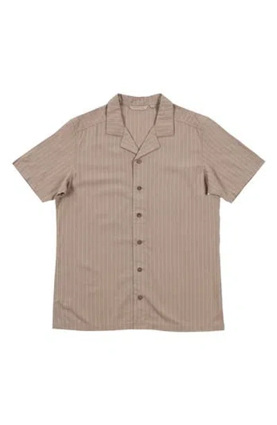 Burnside Stripe Linen & Cotton Blend Camp Shirt In Multi