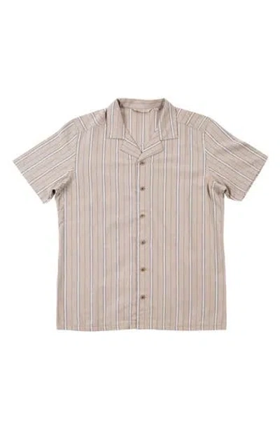 Burnside Stripe Linen & Cotton Blend Camp Shirt In Multi