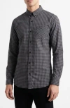 Burnside Technical Stretch Gingham Button Down Shirt In Grey/ Black