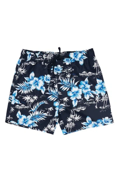 Burnside Tropical Print Board Shorts In Blue