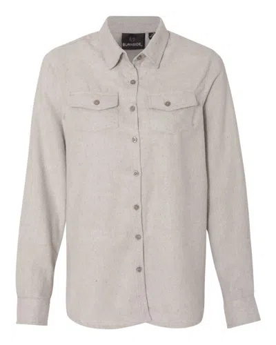 Burnside Women's Long Sleeve Solid Flannel Shirt In White