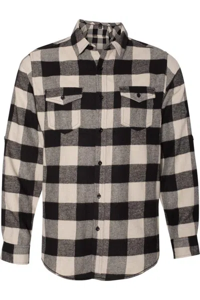 Burnside Plaid Flannel Shirt In Ecru/black