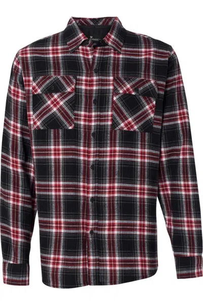 Burnside Yarn-dyed Long Sleeve Flannel Shirt In Red
