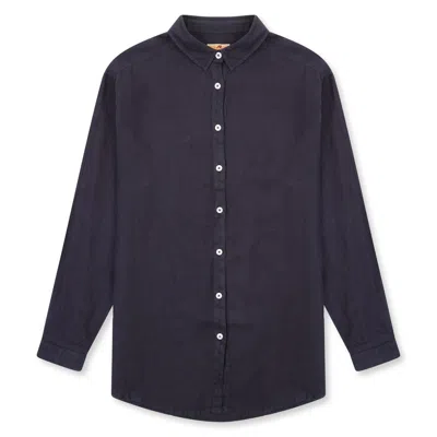 Burrows And Hare Blue Women's Linen Shirt - Charcoal In Purple