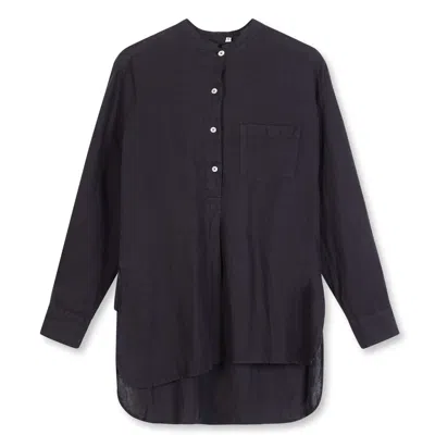 Burrows And Hare Blue Women's Linen Tunic Shirt - Charcoal In Black