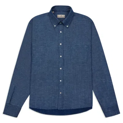 Burrows And Hare Men's Blue Linen Button-down Shirt - Chambray