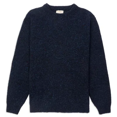 Burrows And Hare Men's Blue Ribbed Donegal Jumper - Navy