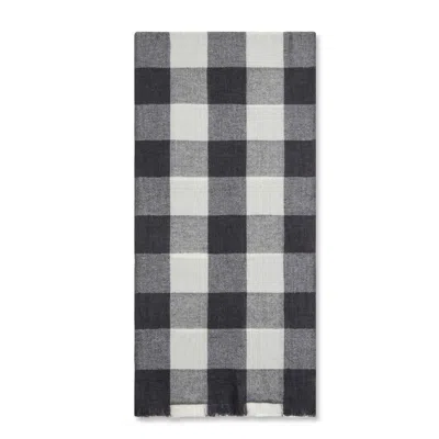 Burrows And Hare Men's Cashmere & Merino Wool Scarf - Grey & White Check In Black
