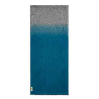 Burrows And Hare Men's Cashmere & Merino Wool Scarf - Teal, Navy & Grey In Gray
