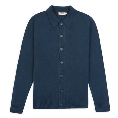 Burrows And Hare Men's Collared Knitted Cardigan - Blue