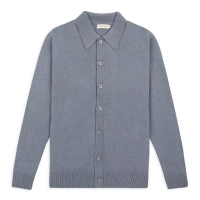 Burrows And Hare Men's Collared Knitted Cardigan - Grey Marl