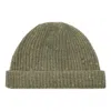 BURROWS AND HARE MEN'S GREEN DONEGAL BEANIE HAT - PEAR