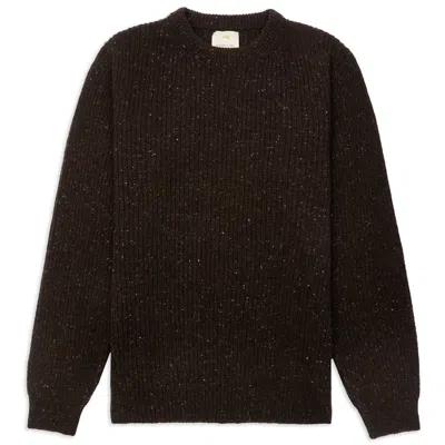 Burrows And Hare Men's Ribbed Donegal Jumper - Brown