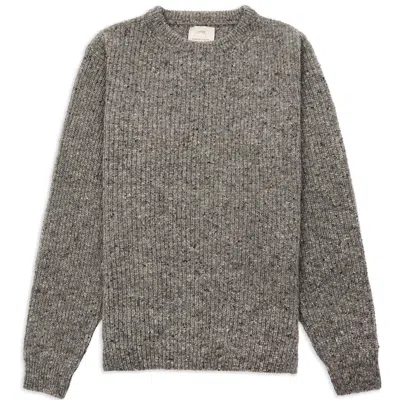 Burrows And Hare Men's Ribbed Donegal Jumper - Grey