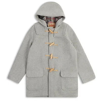 Burrows And Hare Men's Water Repellent Wool Duffle Coat - Light Grey In Gray