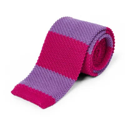 Burrows And Hare Men's Wool  Knitted Tie - Fuchsia & Purple In Multi
