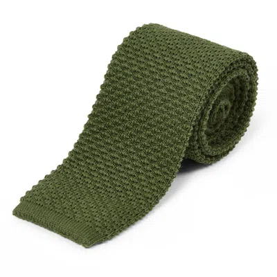 Burrows And Hare Men's Wool Knitted Tie - Green In Gray