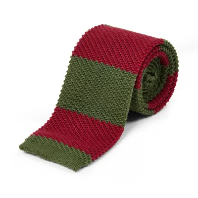 Burrows And Hare Knitted Tie In Green/red