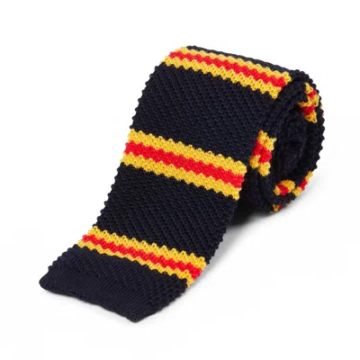 Burrows And Hare Knitted Tie In Blue/red/yellow