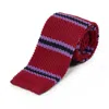 BURROWS AND HARE MEN'S WOOL KNITTED TIE - STRIPE RED, PURPLE & NAVY
