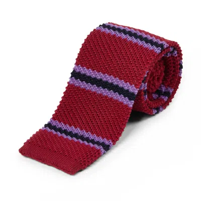 Burrows And Hare Knitted Tie In Blue/purple/red