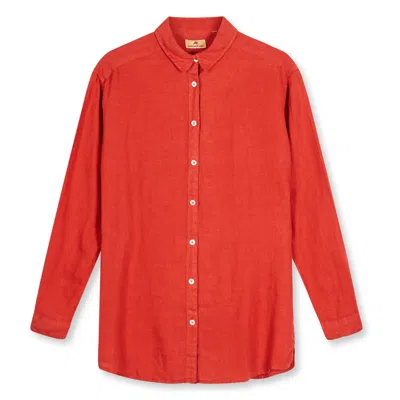 Burrows And Hare Red Women's Linen Shirt - Rust