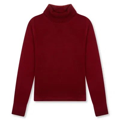 Burrows And Hare Red Women's Roll Neck Jumper - Ruby In Burgundy