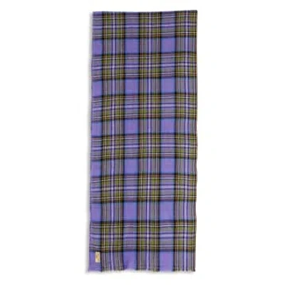 Burrows And Hare Tartan Lilac Cashmere And Merino Wool Scarf In Multi