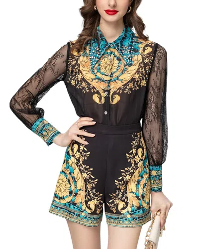 Burryco 2pc Blouse & Short Set In Black