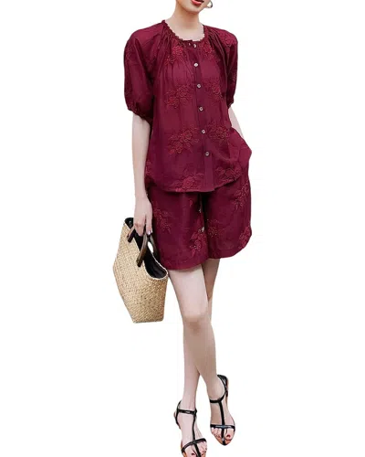 Burryco 2pc Shirt & Short Set In Burgundy