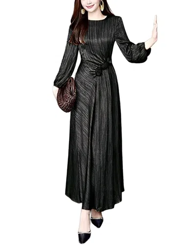 Burryco Black Solid Maxi Dress In Brown