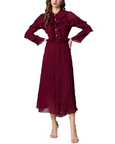 Burryco Brc By  Midi Dress In Burgundy