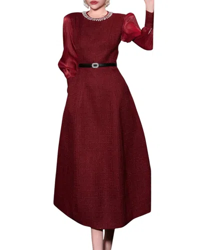 Burryco Brc By  Midi Dress In Burgundy