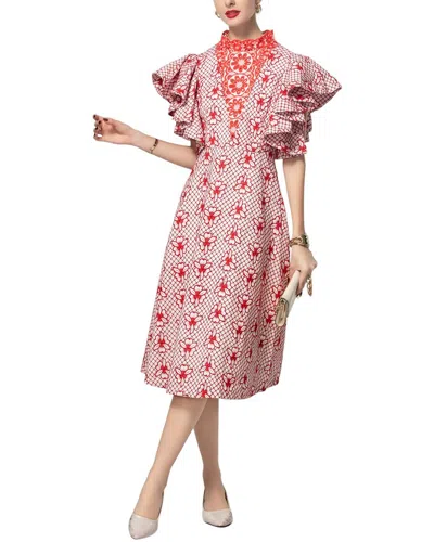 Burryco Cap Sleeve Midi Dress In Red