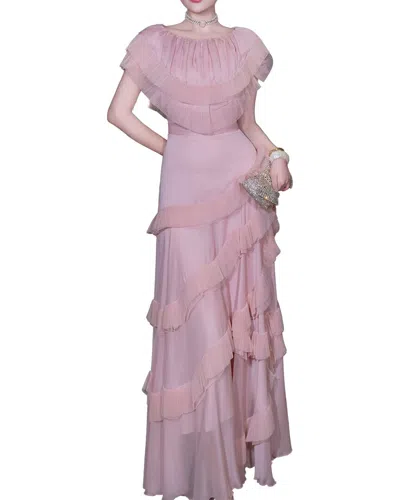 Burryco Embellished Short Sleeve Maxi Dress In Pink