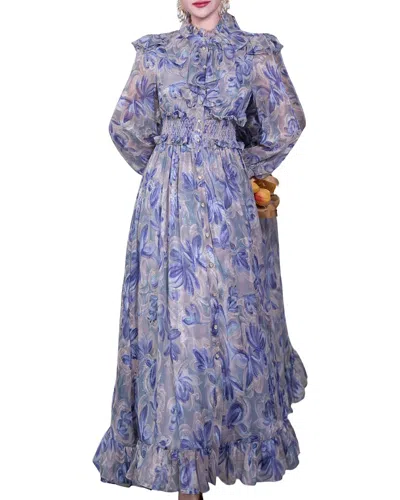 Burryco Long Sleeve Maxi Dress In Blue
