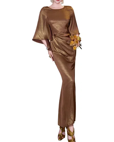 Burryco Long Sleeve Maxi Dress In Brown