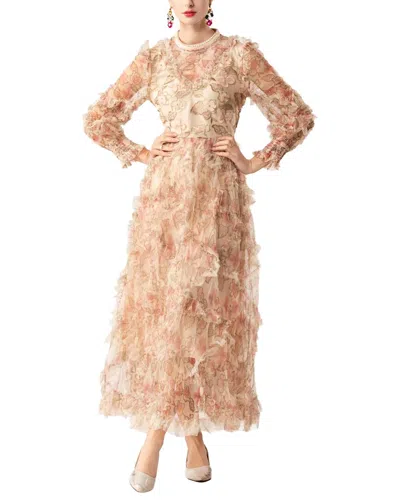 Burryco Long Sleeve Maxi Dress In Neutral