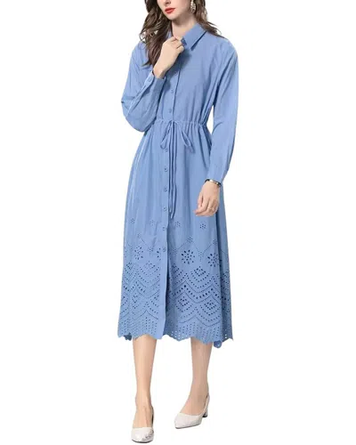 Burryco Long Sleeve Midi Dress In Blue